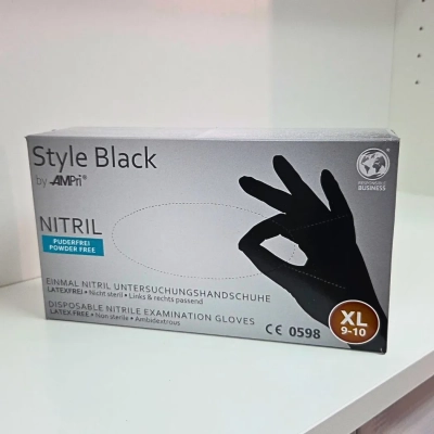 Rękawice Medyczne Nitrylowe STYLE BLACK AMPRI [Czarne] – Rozmiar XL (100 szt.)