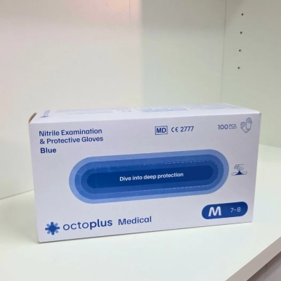 Rękawice Medyczne Nitrylowe OCTOPLUS [Niebieskie] – Rozmiar M (100 szt.)