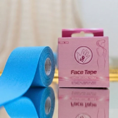 Niebieskie plastry na twarz Face Tape - taping limfatyczny na obrzęki pod oczami i opuchliznę poranną