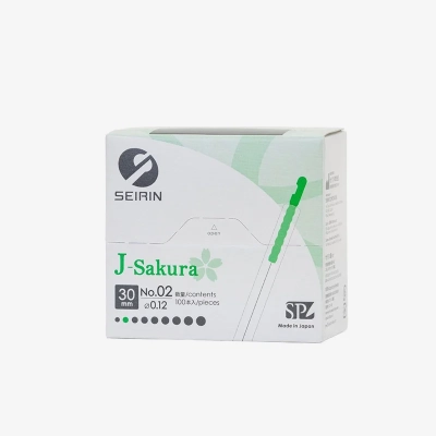Igły do akupunktury SEIRIN J-TYPE z plastikowym uchwytem i prowadnicą 100 szt.