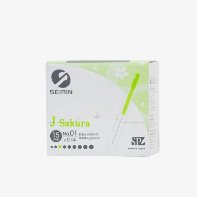 Igły do akupunktury SEIRIN J-TYPE z plastikowym uchwytem i prowadnicą 100 szt.