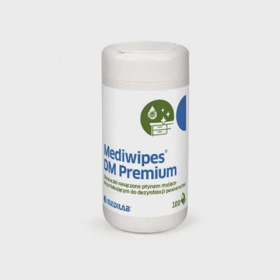 Mediwipes DM Premium Medilab – chusteczki do dezynfekcji powierzchni tuba 100 szt. - opakowanie