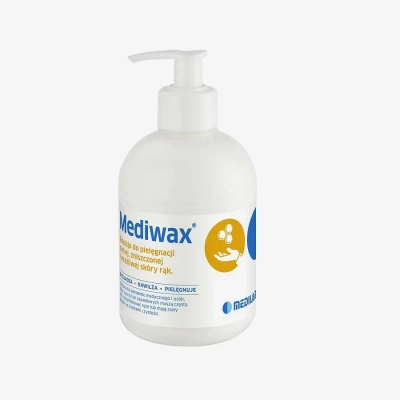 Mediwax Medilab – emulsja do pielęgnacji skóry rąk i ciała z pompką 330 ml - opakowanie