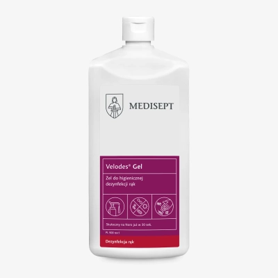Velodes Gel Medisept – żel do higienicznej i chirurgicznej dezynfekcji rąk 500 ml - opakowanie