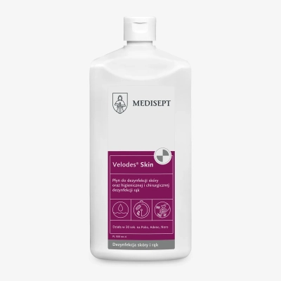 Velodes Skin Medisept – płyn do higienicznej i chirurgicznej dezynfekcji rąk 500 ml - opakowanie