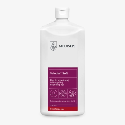 Velodes Soft Medisept – płyn do higienicznej i chirurgicznej dezynfekcji rąk 500 ml - opakowanie